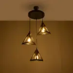 GLOBOSTAR® TRIANGLE 203-0162 Μοντέρνο Κρεμαστό Φωτιστικό Οροφής με Ντουί 3 x E27 AC 220-240V IP20 - Μάυρο & Χάλκινο - Μ67 x Π67 x Υ50cm - Image 3