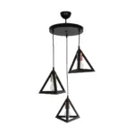 GLOBOSTAR® TRIANGLE 203-0162 Μοντέρνο Κρεμαστό Φωτιστικό Οροφής με Ντουί 3 x E27 AC 220-240V IP20 - Μάυρο & Χάλκινο - Μ67 x Π67 x Υ50cm - Image 4