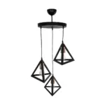 GLOBOSTAR® TRIANGLE 203-0162 Μοντέρνο Κρεμαστό Φωτιστικό Οροφής με Ντουί 3 x E27 AC 220-240V IP20 - Μάυρο & Χάλκινο - Μ67 x Π67 x Υ50cm - Image 6