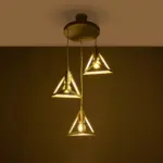 GLOBOSTAR® TRIANGLE 203-0166 Μοντέρνο Κρεμαστό Φωτιστικό Οροφής με Ντουί 3 x E27 AC 220-240V IP20 - Λευκό & Χρυσό - Μ67 x Π67 x Υ50cm - Image 3