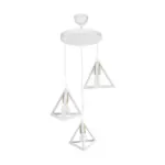 GLOBOSTAR® TRIANGLE 203-0166 Μοντέρνο Κρεμαστό Φωτιστικό Οροφής με Ντουί 3 x E27 AC 220-240V IP20 - Λευκό & Χρυσό - Μ67 x Π67 x Υ50cm - Image 4