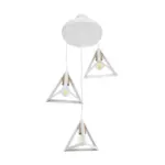 GLOBOSTAR® TRIANGLE 203-0166 Μοντέρνο Κρεμαστό Φωτιστικό Οροφής με Ντουί 3 x E27 AC 220-240V IP20 - Λευκό & Χρυσό - Μ67 x Π67 x Υ50cm - Image 5