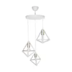 GLOBOSTAR® TRIANGLE 203-0166 Μοντέρνο Κρεμαστό Φωτιστικό Οροφής με Ντουί 3 x E27 AC 220-240V IP20 - Λευκό & Χρυσό - Μ67 x Π67 x Υ50cm - Image 6