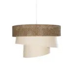 GLOBOSTAR® SIERA 203-0169 Μοντέρνο Κρεμαστό Φωτιστικό Οροφής με Ντουί 1 x E27 AC 220-240V IP20 - Καφέ & Μπεζ - Μ38 x Π38 x Υ26cm - Image 5