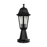GloboStar® VITRO 203-0190 Vintage Επιδαπέδιο Φωτιστικό Φαναράκι Μονόφωτο 1 x E27 IP44 Μαύρο & Διάφανο Πλαστικό - Μ17 x Π17 x Υ40cm - Image 4