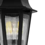 GloboStar® VITRO 203-0193 Vintage Καρφωτό Φωτιστικό Φαναράκι Μονόφωτο 1 x E27 IP44 Μαύρο & Διάφανο Πλαστικό - Μ17 x Π17 x Υ55cm - Image 5