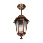 GLOBOSTAR® VITRO 203-0194 Vintage Φωτιστικό Οροφής με Ντουί 1 x E27 AC 220-240V IP44 - Χάλκινο - Μ17 x Π17 x Υ28cm - Image 5