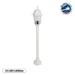 GloboStar® VITRO 203-0202 Vintage Επιδαπέδιο Φωτιστικό Κολωνάκι Κήπου  Μονόφωτο 1 x E27 IP44 Λευκό & Διάφανο Πλαστικό - Μ17 x Π17 x Υ100cm