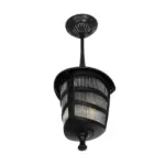 GLOBOSTAR® ZARDIN 203-0204 Vintage Φωτιστικό Οροφής με Ντουί 1 x E27 AC 220-240V IP44 - Μαύρο - Μ17 x Π17 x Υ42cm - Image 5