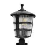 GloboStar® ZARDIN 203-0208 Vintage Καρφωτό Φωτιστικό Φαναράκι Μονόφωτο 1 x E27 IP44 Μαύρο & Διάφανο Πλαστικό - Μ17 x Π17 x Υ50cm - Image 6
