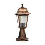 GloboStar® SOLME 203-0215 Vintage Επιδαπέδιο Φωτιστικό Φαναράκι Μονόφωτο 1 x E27 IP44 Χάλκινο & Διάφανο Πλαστικό - Μ22 x Π22 x Υ40cm - Image 4
