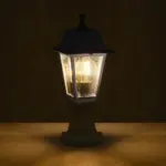 GloboStar® SOLME 203-0220 Vintage Επιδαπέδιο Φωτιστικό Φαναράκι Μονόφωτο 1 x E27 IP44 Λευκό & Διάφανο Πλαστικό - Μ22 x Π22 x Υ40cm - Image 3