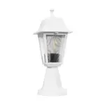 GloboStar® SOLME 203-0220 Vintage Επιδαπέδιο Φωτιστικό Φαναράκι Μονόφωτο 1 x E27 IP44 Λευκό & Διάφανο Πλαστικό - Μ22 x Π22 x Υ40cm - Image 4