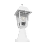 GloboStar® SOLME 203-0220 Vintage Επιδαπέδιο Φωτιστικό Φαναράκι Μονόφωτο 1 x E27 IP44 Λευκό & Διάφανο Πλαστικό - Μ22 x Π22 x Υ40cm - Image 5