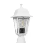 GloboStar® SOLME 203-0220 Vintage Επιδαπέδιο Φωτιστικό Φαναράκι Μονόφωτο 1 x E27 IP44 Λευκό & Διάφανο Πλαστικό - Μ22 x Π22 x Υ40cm - Image 6