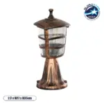 GloboStar® ZARDIN 203-0225 Vintage Επιδαπέδιο Φωτιστικό Φαναράκι Μονόφωτο 1 x E27 IP44 Χάλκινο & Διάφανο Πλαστικό - Μ17 x Π17 x Υ35cm