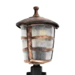 GloboStar® ZARDIN 203-0228 Vintage Καρφωτό Φωτιστικό Φαναράκι Μονόφωτο 1 x E27 IP44 Χάλκινο & Διάφανο Πλαστικό - Μ17 x Π17 x Υ50cm - Image 6