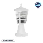 GloboStar® ZARDIN 203-0238 Vintage Επιδαπέδιο Φωτιστικό Φαναράκι Μονόφωτο 1 x E27 IP44 Λευκό & Διάφανο Πλαστικό - Μ17 x Π17 x Υ35cm