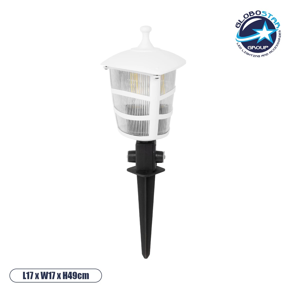 203_0241_1 GloboStar® ZARDIN 203-0241 Vintage Καρφωτό Φωτιστικό Φαναράκι Μονόφωτο 1 x E27 IP44 Λευκό & Διάφανο Πλαστικό - Μ17 x Π17 x Υ50cm - Image 1