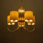 GLOBOSTAR® TRITON 203-0254 Vintage Κρεμαστό Φωτιστικό Οροφής με Ντουί 5 x E27 AC 220-240V IP20 - Χρυσό & Μπεζ - Μ50 x Π50 x Υ48cm - Image 3