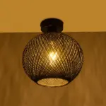 GLOBOSTAR® CORDE 203-0271 Μοντέρνο Φωτιστικό Οροφής με Ντουί 1 x E27 AC 220-240V IP20 - Μαύρο - Μ25 x Π25 x Υ26cm - Image 2