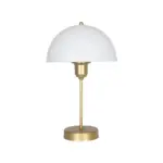 GLOBOSTAR® GAZETA 203-0304 Μοντέρνο Επιτραπέζιο Φωτιστικό Πορτατίφ με Ντουί 1 x E27 AC 220-240V IP20 - Λευκό Δίαφανο & Μπρονζέ  - Μ25 x Π25 x Υ39cm - Image 3