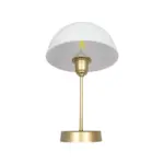 GLOBOSTAR® GAZETA 203-0304 Μοντέρνο Επιτραπέζιο Φωτιστικό Πορτατίφ με Ντουί 1 x E27 AC 220-240V IP20 - Λευκό Δίαφανο & Μπρονζέ  - Μ25 x Π25 x Υ39cm - Image 4