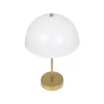 GLOBOSTAR® GAZETA 203-0304 Μοντέρνο Επιτραπέζιο Φωτιστικό Πορτατίφ με Ντουί 1 x E27 AC 220-240V IP20 - Λευκό Δίαφανο & Μπρονζέ  - Μ25 x Π25 x Υ39cm - Image 5
