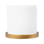 GloboStar® Artificial Garden KASOS 20444 Πήλινο Κεραμικό Κασπώ Γλάστρα - Flower Pot Λευκό με Χρυσό Φ15cm x Υ15cm - Image 4