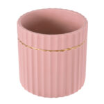 GloboStar® Artificial Garden RETHYMNO 20456 Πήλινο Κεραμικό Κασπώ Γλάστρα - Flower Pot Ροζ με Χρυσό Φ17cm x Υ17cm - Image 3