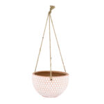 GloboStar® Artificial Garden CHIOS 20462 Κρεμαστό Πήλινο Κεραμικό Κασπώ Γλάστρα - Flower Pot Κεραμιδί με Λευκό Φ19.5cm x Υ11.5cm - Image 2