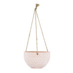 GloboStar® Artificial Garden CHIOS 20462 Κρεμαστό Πήλινο Κεραμικό Κασπώ Γλάστρα - Flower Pot Κεραμιδί με Λευκό Φ19.5cm x Υ11.5cm - Image 4