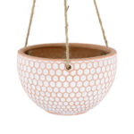 GloboStar® Artificial Garden CHIOS 20462 Κρεμαστό Πήλινο Κεραμικό Κασπώ Γλάστρα - Flower Pot Κεραμιδί με Λευκό Φ19.5cm x Υ11.5cm - Image 5
