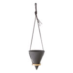 GloboStar® Artificial Garden AIGINA 20466 Κρεμαστό Πήλινο Κεραμικό Κασπώ Γλάστρα - Flower Pot Μαύρο Φ13cm x Υ15cm - Image 2
