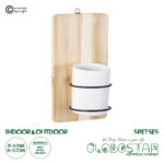 GloboStar® Artificial Garden SPETSES 20473 Επιτοίχιο Πήλινο Κεραμικό Κασπώ Γλάστρα με Ξύλινη Βάση - Flower Pot Μπεζ με Λευκό & Μαύρο Φ13cm x Υ23cm