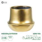 GloboStar® Artificial Garden KERKYRA 20474 Πήλινο Κεραμικό Κασπώ Γλάστρα - Flower Pot Χρυσό Φ13cm x Υ23cm