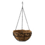 GloboStar® Artificial Garden KARYSTOS 20483 Κρεμαστό Κασπώ Γλάστρα - Flower Pot από Φλοιό Καρύδας Καφέ με Μαύρο Φ25cm x Υ15cm - Image 2