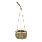 GloboStar® Artificial Garden POROS 20489 Κρεμαστό Πλεκτό Καλάθι - Κασπώ Γλάστρα - Flower Pot Μπεζ Φ20cm x Υ50cm - Image 2