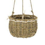 GloboStar® Artificial Garden POROS 20489 Κρεμαστό Πλεκτό Καλάθι - Κασπώ Γλάστρα - Flower Pot Μπεζ Φ20cm x Υ50cm - Image 5