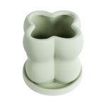 GloboStar® Artificial Garden ATHENA 20499 Διακοσμητικό Κεραμικό Κασπώ Γλάστρα - Flower Pot Πράσινο Ανοιχτό Μ13 x Π13 x Υ14cm - Image 3