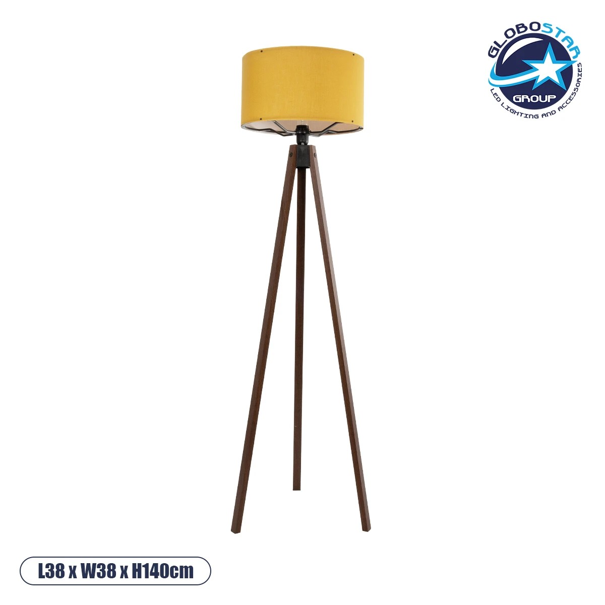 204_0033_1 GLOBOSTAR® SAGA 204-0033 Μοντέρνο Επιδαπέδιο Φωτιστικό με Ντουί 1 x E27 AC 220-240V IP20 - Καφέ & Κίτρινο - Μ38 x Π38 x Υ140cm - Image 1