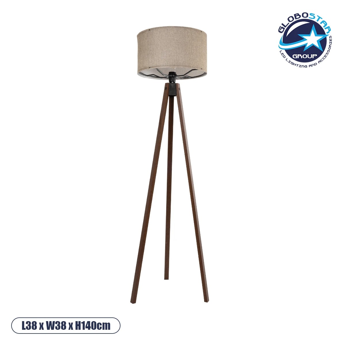 204_0039_1 GLOBOSTAR® SAGA 204-0039 Μοντέρνο Επιδαπέδιο Φωτιστικό με Ντουί 1 x E27 AC 220-240V IP20 - Καφέ & Μπεζ - Μ38 x Π38 x Υ140cm - Image 1
