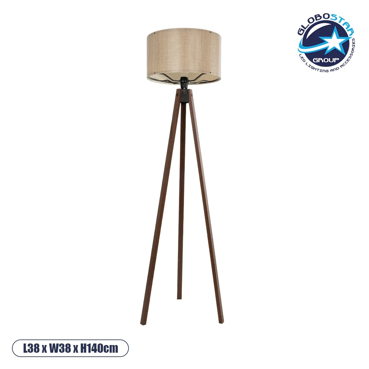 204_0040_1 GLOBOSTAR® SAGA 204-0040 Μοντέρνο Επιδαπέδιο Φωτιστικό με Ντουί 1 x E27 AC 220-240V IP20 - Καφέ & Μπεζ - Μ38 x Π38 x Υ140cm - Image 1