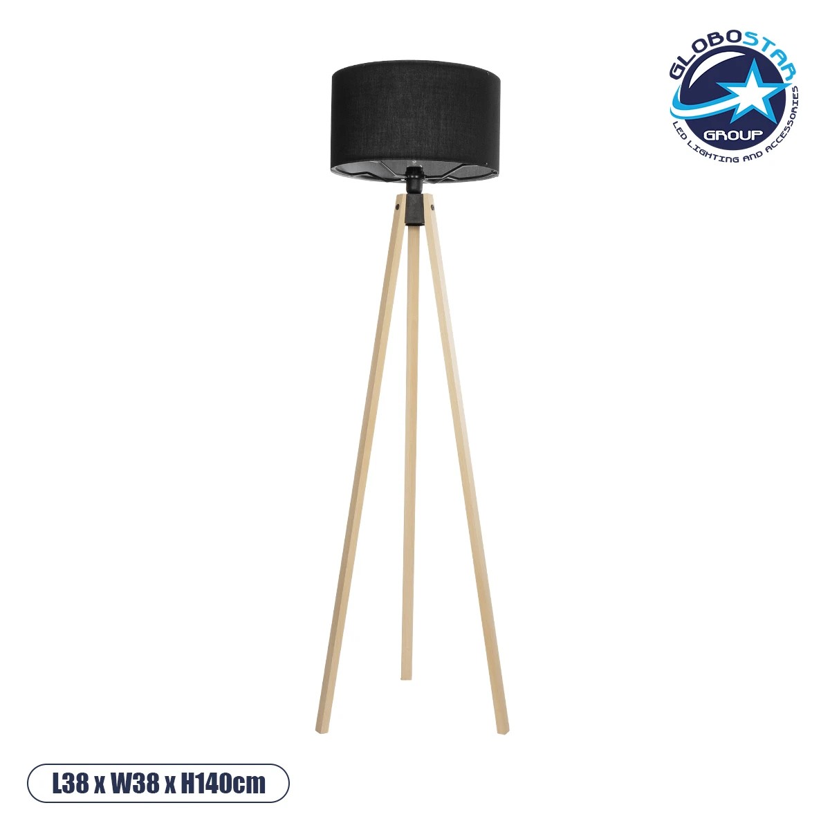 204_0041_1 GLOBOSTAR® SAGA 204-0041 Μοντέρνο Επιδαπέδιο Φωτιστικό με Ντουί 1 x E27 AC 220-240V IP20 - Μπεζ & Μαύρο - Μ38 x Π38 x Υ140cm - Image 1