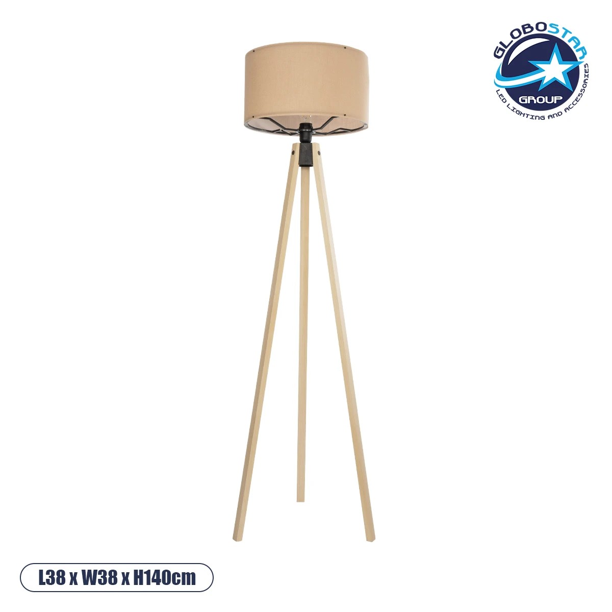 204_0043_1 GLOBOSTAR® SAGA 204-0043 Μοντέρνο Επιδαπέδιο Φωτιστικό με Ντουί 1 x E27 AC 220-240V IP20 - Μπεζ - Μ38 x Π38 x Υ140cm - Image 1