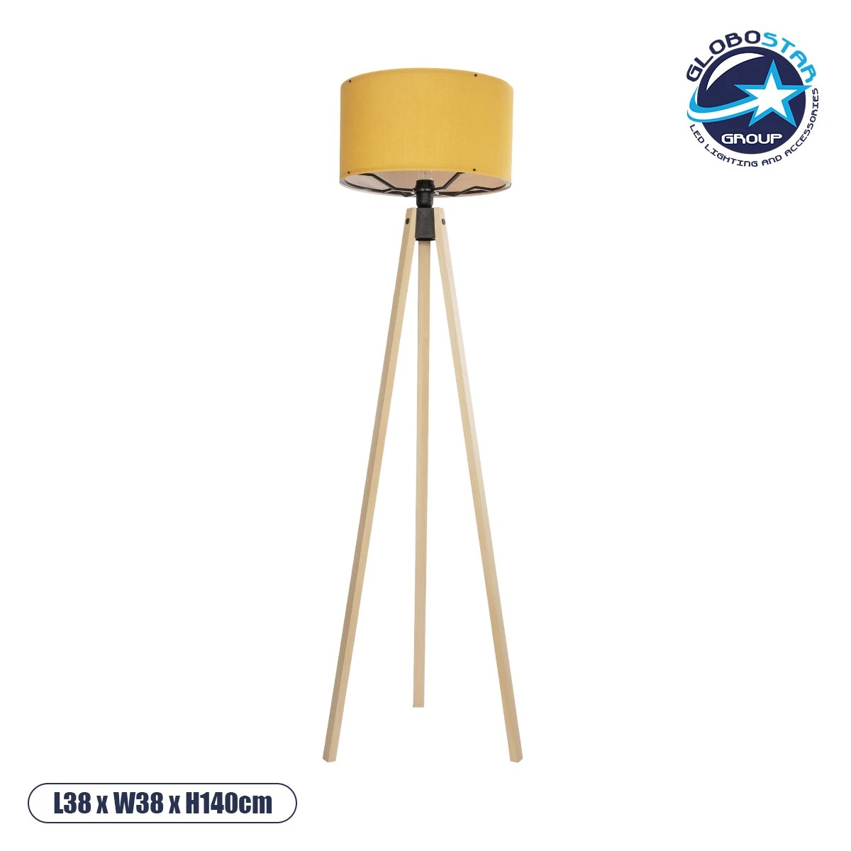 204_0045_1 GLOBOSTAR® SAGA 204-0045 Μοντέρνο Επιδαπέδιο Φωτιστικό με Ντουί 1 x E27 AC 220-240V IP20 - Μπεζ & Κίτρινο - Μ38 x Π38 x Υ140cm - Image 1