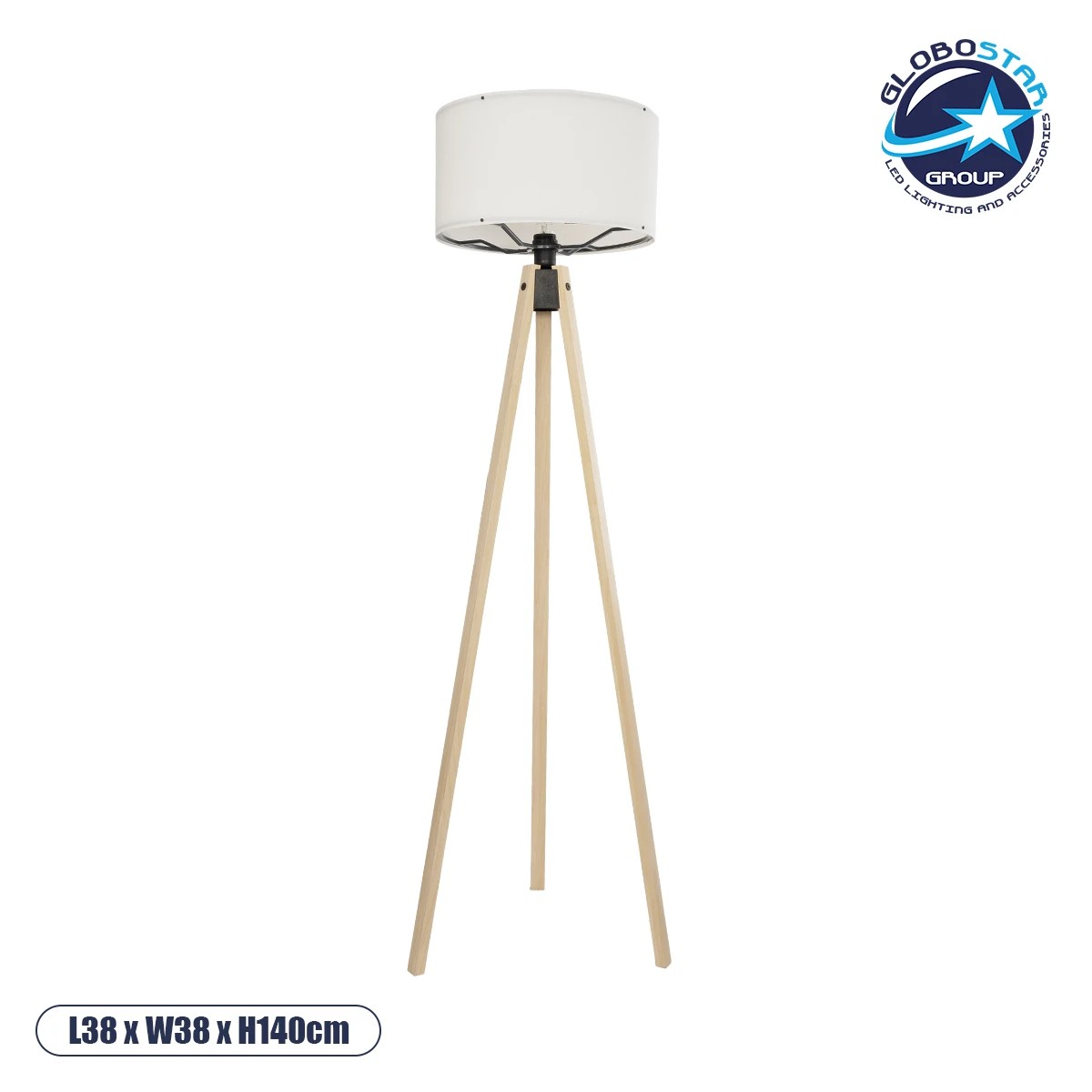 204_0046_1 GLOBOSTAR® SAGA 204-0046 Μοντέρνο Επιδαπέδιο Φωτιστικό με Ντουί 1 x E27 AC 220-240V IP20 - Μπεζ & Λευκό - Μ38 x Π38 x Υ140cm - Image 1