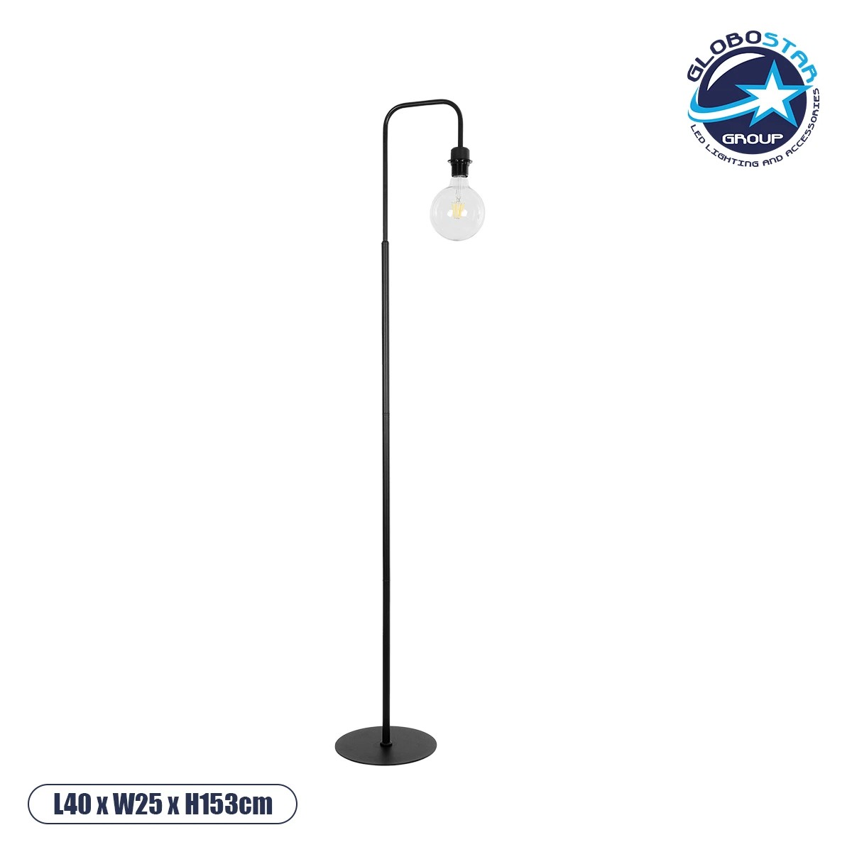 204_0053_1 GLOBOSTAR® SNAKE 204-0053 Μοντέρνο Επιδαπέδιο Φωτιστικό με Ντουί 1 x E27 AC 220-240V IP20 - Μαύρο - Μ40 x Π25 x Υ153cm - Image 1