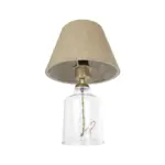 GLOBOSTAR® TRANS 204-0055 Μοντέρνο Επιτραπέζιο Φωτιστικό Πορτατίφ με Ντουί 1 x E27 AC 220-240V IP20 - Διάφανο & Μπεζ - Μ22 x Π22 x Υ34cm - Image 5