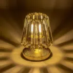 GLOBOSTAR® GLASSY 204-0064 Μοντέρνο Επιτραπέζιο Φωτιστικό Πορτατίφ με Ντουί 1 x E27 AC 220-240V IP20 - Χρυσό & Διάφανο - Μ18 x Π180 x Υ22cm - Image 3